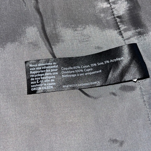 Eileen Fisher Rye Mirage Crinkle Jacquard Cotton Silk Long Jacket | size Small - Picture 7 of 8
